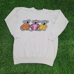 Vintage 90s Koala Bear Art Sweatshirt Womens M/L 20x25 White